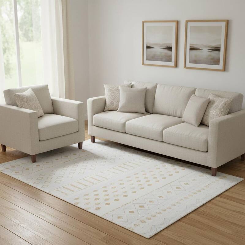 HomeRoots Abstract Geometric Casual Rectangle Area Rug - 6' X 9'