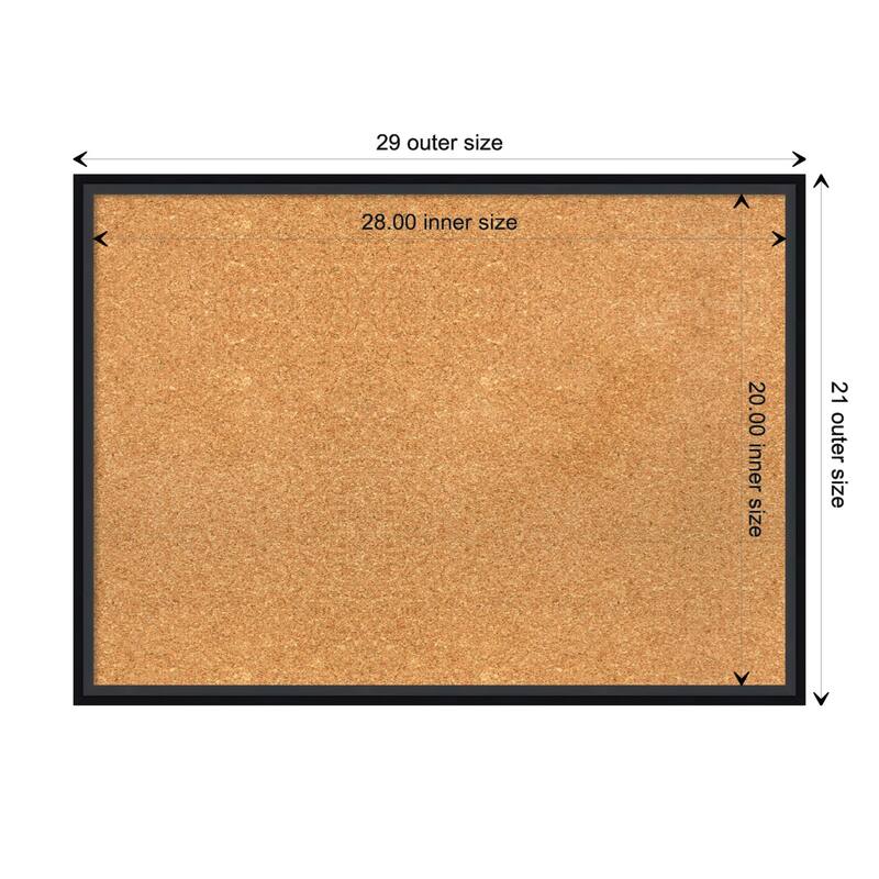 Lucie Wood Framed Natural Corkboard Bulletin Board - Lucie Black - Board Size 28x20