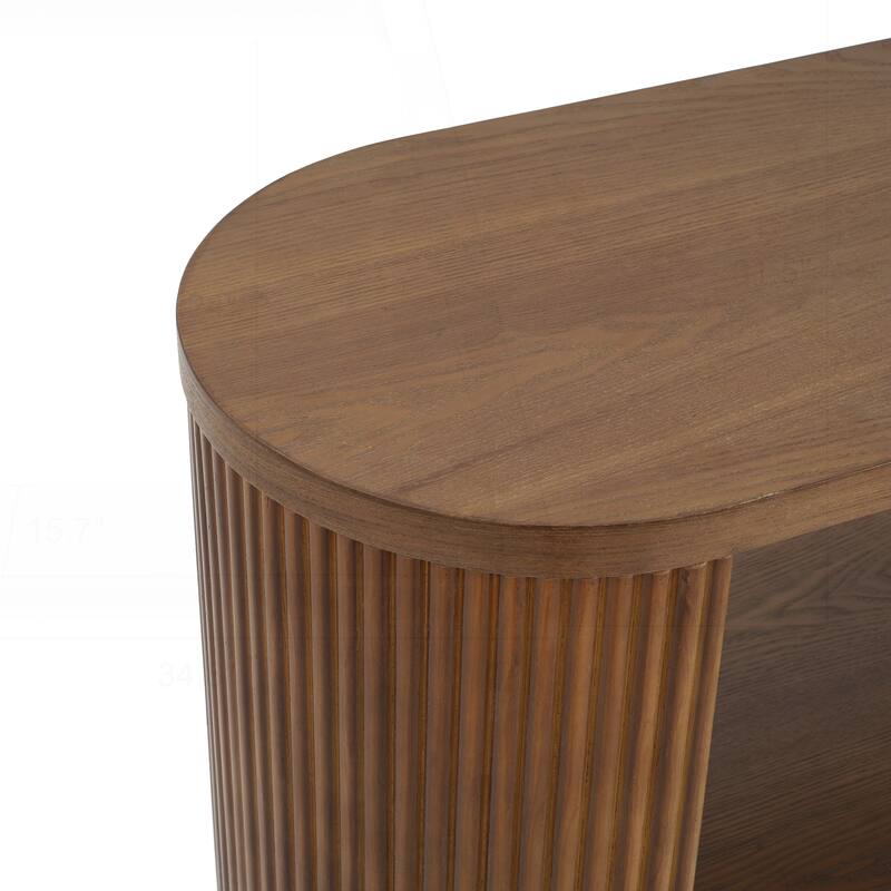 Versatile Slim Console Table with Open Shelf and Stylish Wood Grain for Living Room