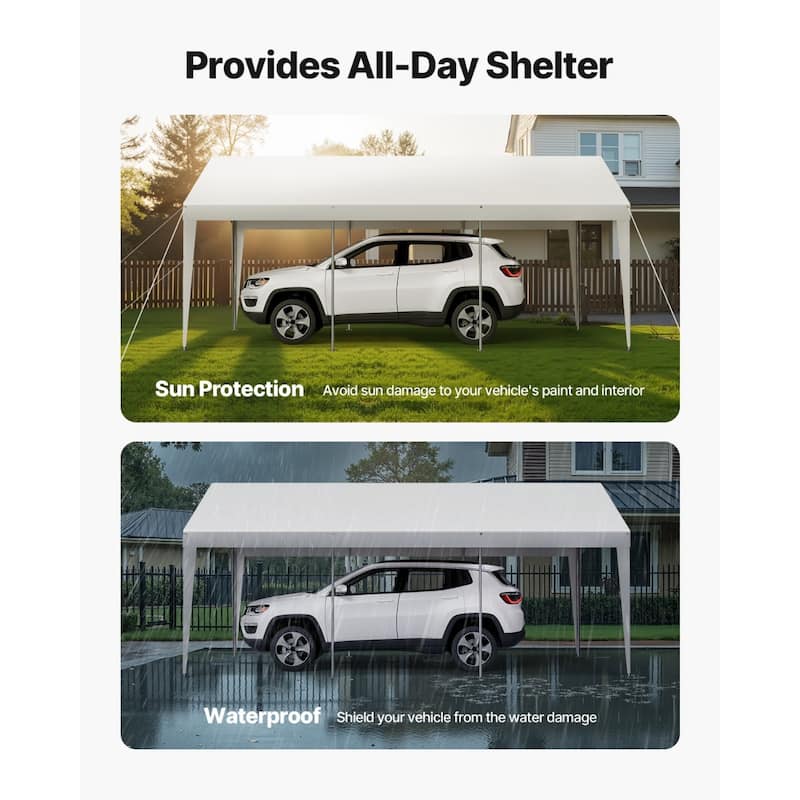 Galvanized Steel Portable Garage with Car Canopy and Sidewalls