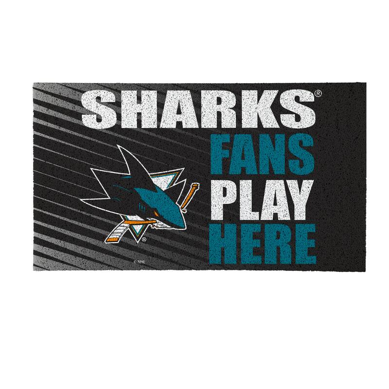 28 in. x 16 in. San Jose Sharks "Fans Play Here" PVC Door Mat