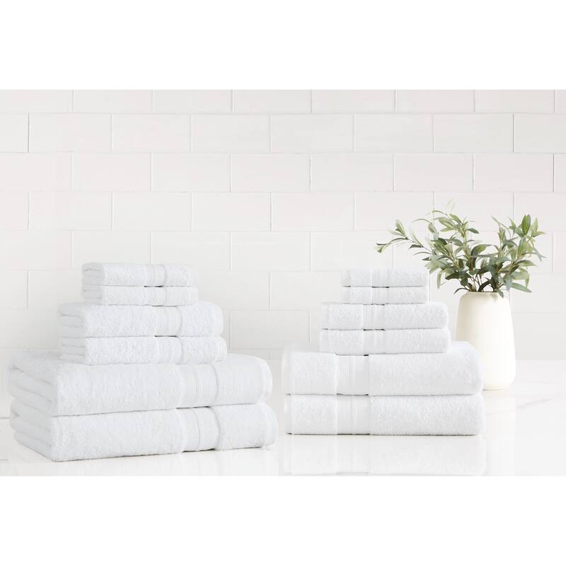 London Fog Signature Solid 12 Piece Towel Set - White