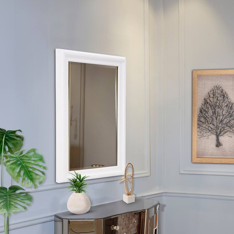 Allan Andrews Copper Grove Lilas Matte White Rectangular Wall Mirror