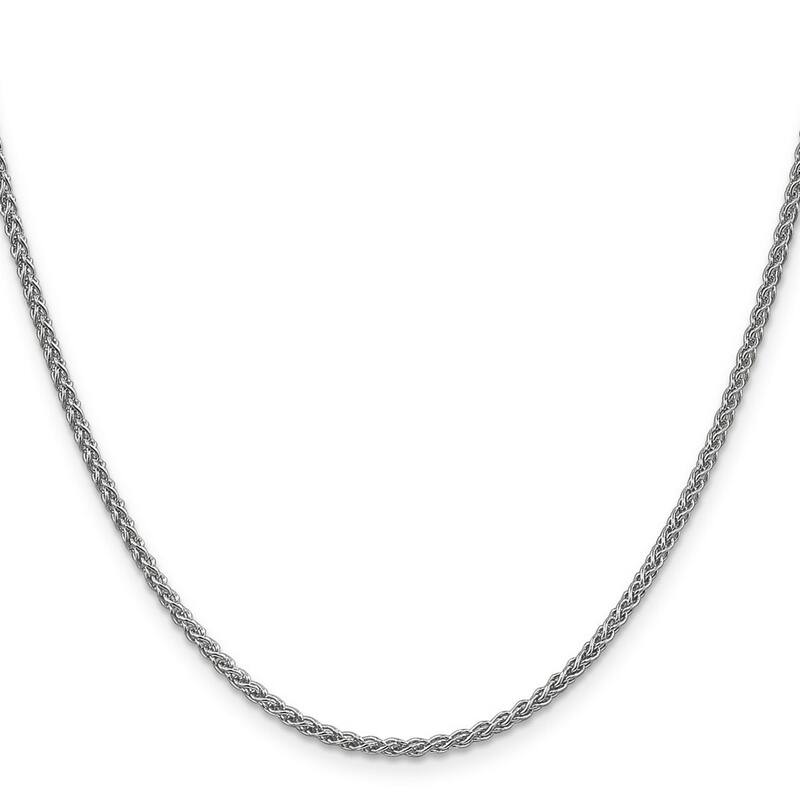 Curata 14k White Gold 2.25mm Solid Spiga Chain Bracelet Lobster Claw