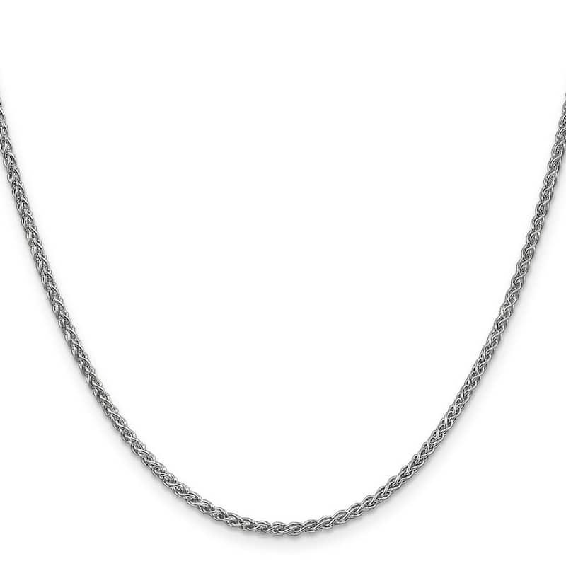 Curata Women's 14k White Gold 2.25mm Solid Spiga Chain Anklet - 9 Inch - Lobster Claw