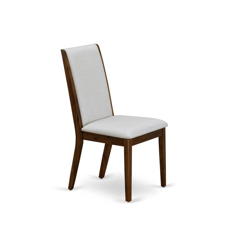 East West Furniture Lancy Parson Chairs - Linen Fabric Padded Dining Chairs, Set of 2, (Finish Options)