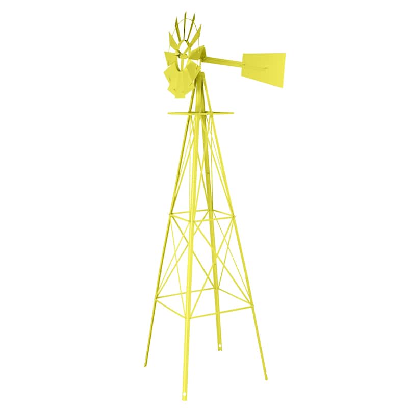 8 Foot Decorative Steel Windmill for Garden Lawn Patio Outdoor Decor Functional Wind Direction Indicator Weather Resistant