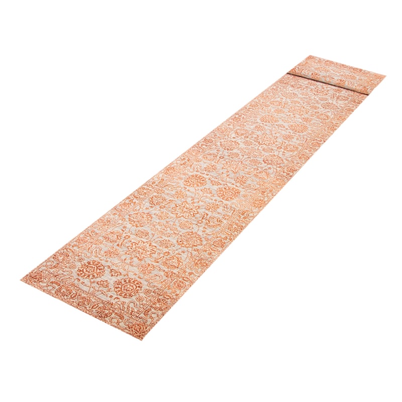 ECARPETGALLERY Hand-knotted Heritage Grey Silk, Wool Rug - 2' 7" x 14' 3"