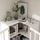 preview thumbnail 72 of 82, White Buffet Sideboard & Curio Bookcase Cabinet with Glass Doors