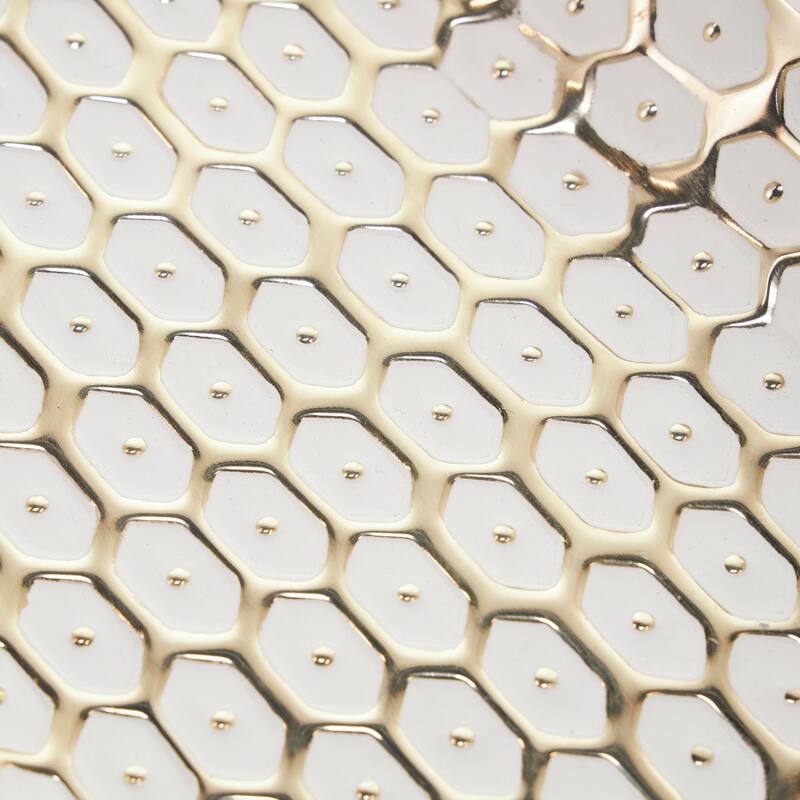 Gold Metal Geometric Dot Geometric Living Room Decor Tray with White Accents (Set of 2)