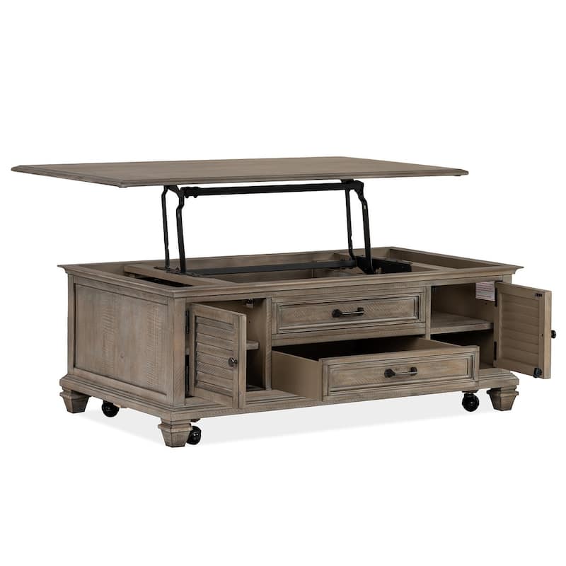 Magnussen Home Lancaster Dovetail Grey Lift Top Storage Cocktail Table with Casters - 50''W x 28''D x 18.5''H