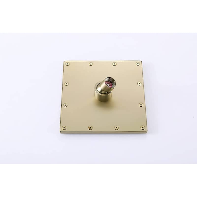 brushed gold dual shower heads 3 way thermostatic shower system - 7'6" x 10'9"
