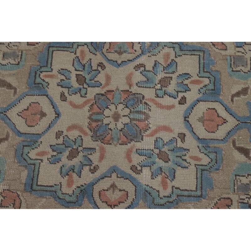 Traditional Tabriz Persian Rug Handmade Beige Wool Carpet - 9'2"x 12'4"