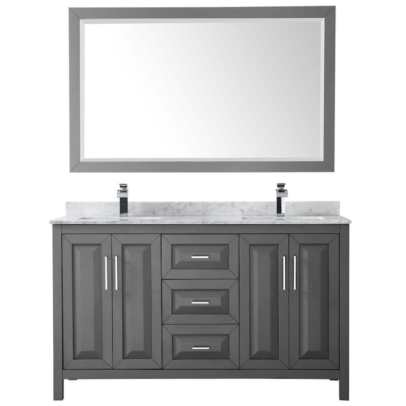 Daria 60-inch Double Vanity, Marble Top, 58-inch Mirror