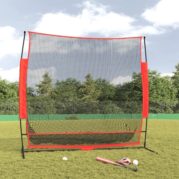 slide 2 of 9, vidaXL Portable Baseball Net Black and Red 84.6"x42.1"x85" Polyester