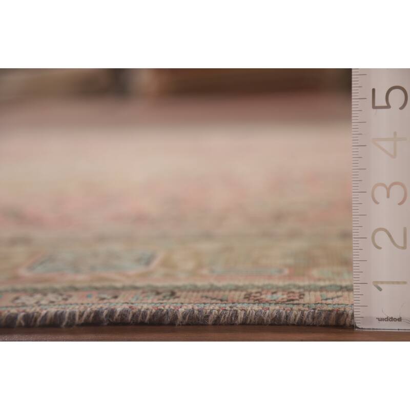 Hand Knotted Oriental 100% Wool Carpet Traditional Medallion Pink Tabriz Area Rug - 9' 4'' X 6' 5''