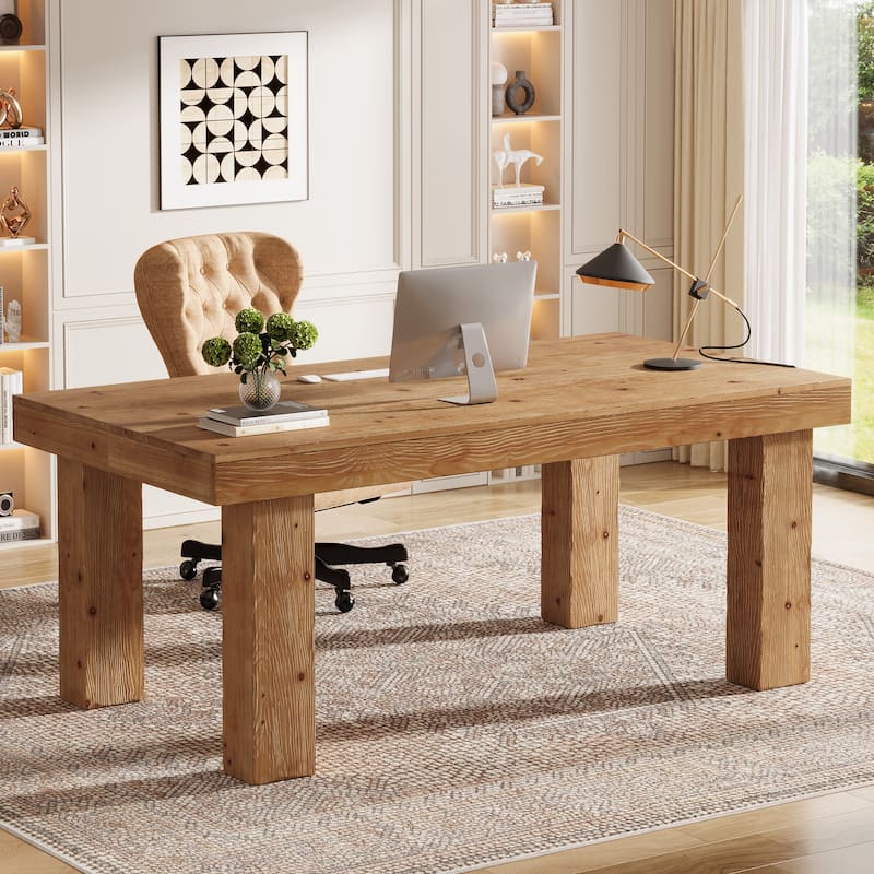 63 Inch Solid Wood Executive Desk for Home Ofiice