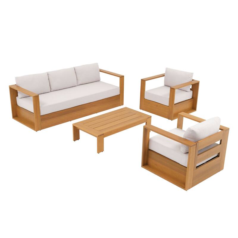 Outdoor Wooden Sofa Set with Coffee Table