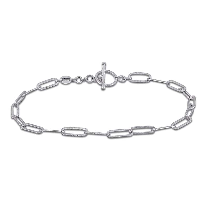 Miadora 3.5mm Paperclip Chain Bracelet with Toggle Clasp Sterling Silver-7.5 in