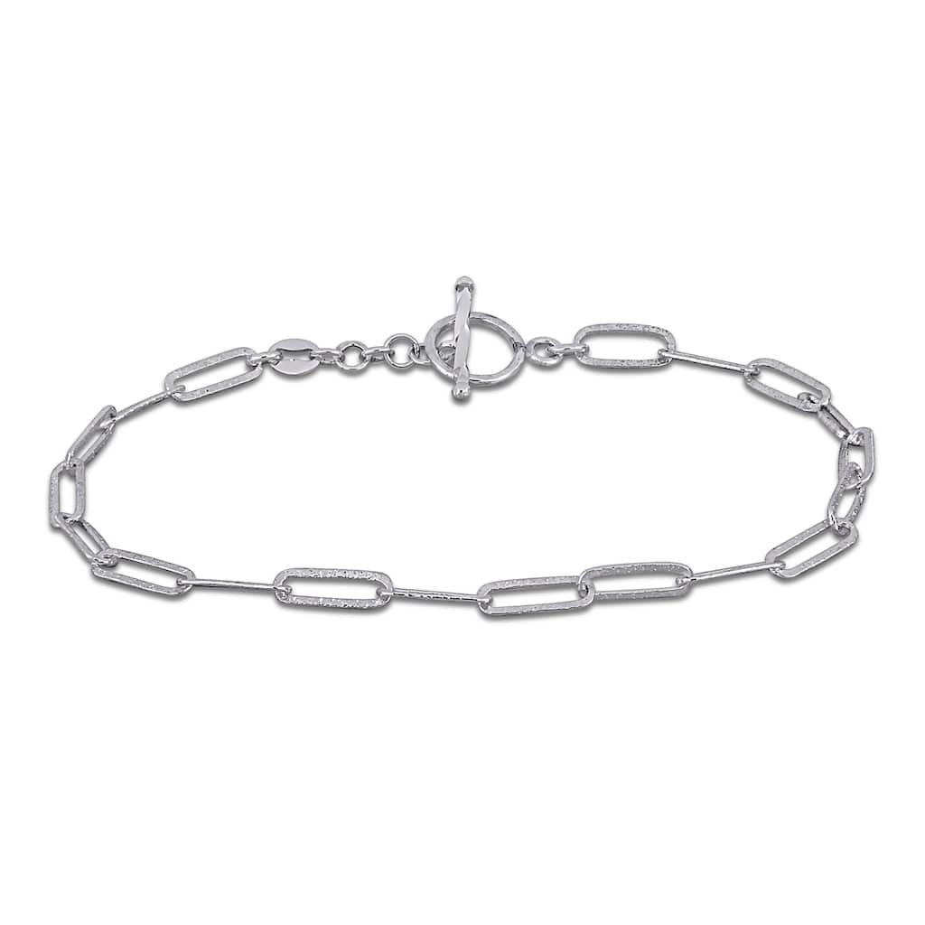 Miadora 3.5mm Paperclip Chain Bracelet with Toggle Clasp Sterling Silver-7.5 in