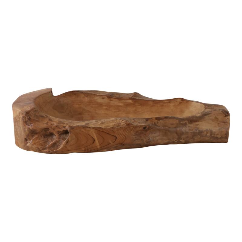 Teakwood Bowl Natural Sculpted Form Decorative Accent - 5" Brown - 24" x 10" x 5"