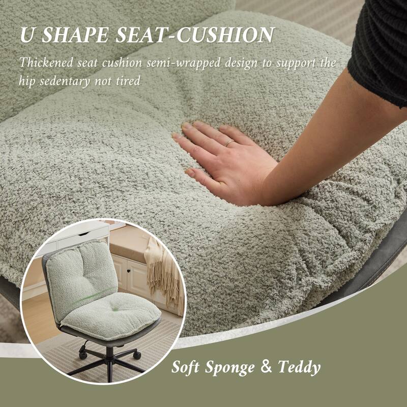 Oversize Seat Cirss Cross Chair with Wheels, Elegant Design Computer Chair, Adjustable Height 360° Rolling Swivel Chair