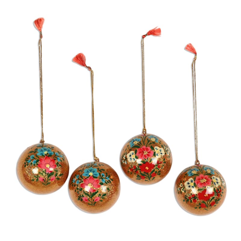 Novica Handmade Blooming Holiday Papier Mache Ornaments (Set Of 4)