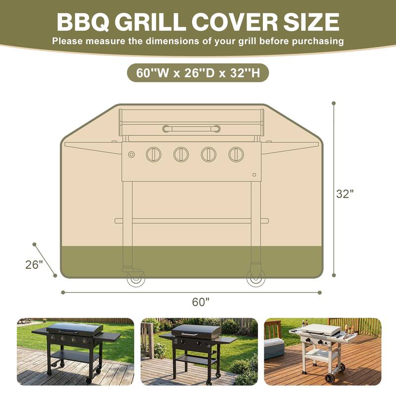 Aoodor Heavy Duty BBQ 3-6 Burners Flap Top Grill Cover