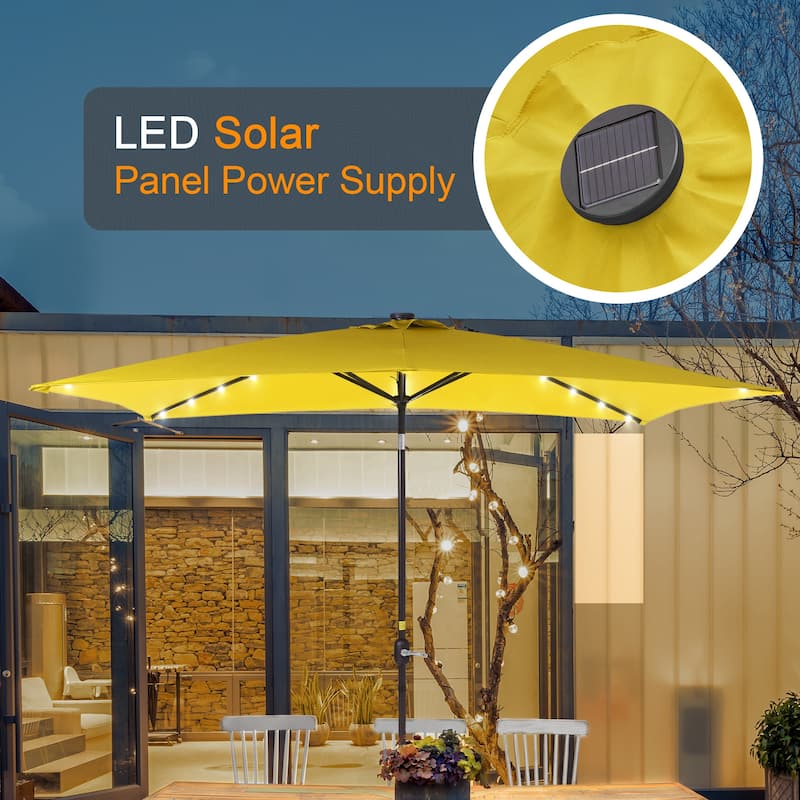 LIVOOSUN 6x9Ft LED Patio Umbrella Weather Resistant Table Umbrella