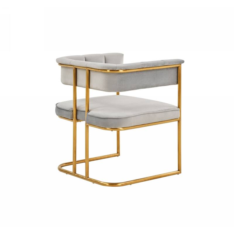 Modrest Bavaria Modern Light Grey Fabric And Gold Dining Chair