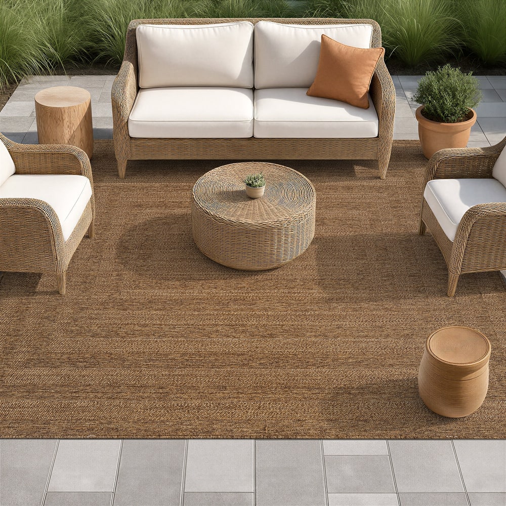 World Rug Gallery Geometric Indoor/Outdoor Flat Woven Area Rug