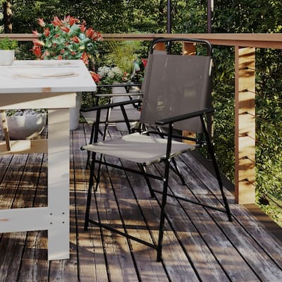 Set of 2 All-Weather Textilene Patio Sling Chairs with Armrests