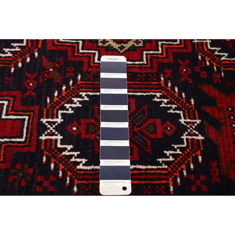 ECARPETGALLERY Hand-knotted Teimani Dark Navy, Red Wool Rug - 3'7 x 6'4