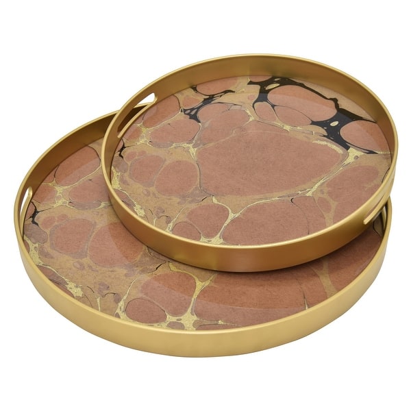 slide 1 of 1, Plutus Brands Tray Set Of 2 in Brown Glass