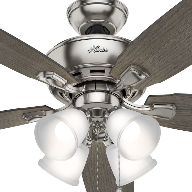 Hunter 52' Amberlin Ceiling Fan with LED Light Kit, Pull Chains - Farmhouse, Transitional, Rustic