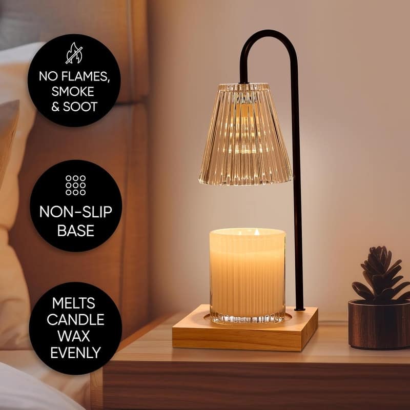 Sheffield Home Glass Candle Warmer Lamp, Flameless Candle and Wax Melter for Long-Lasting Fragrance
