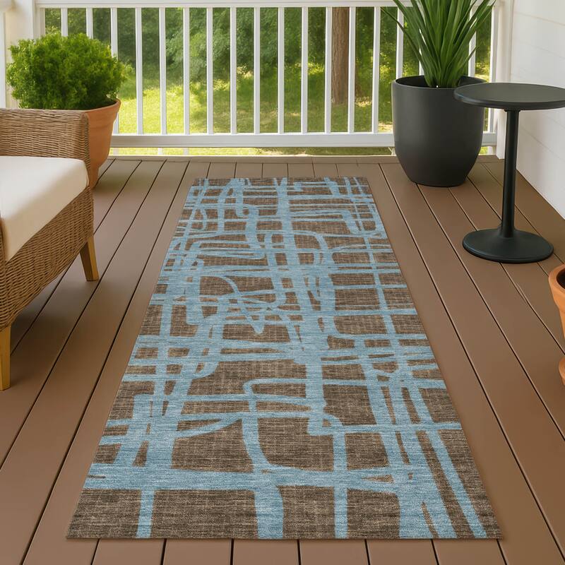 Machine Washable Indoor/ Outdoor Modern Centurion Chantille Rug - Chocolate - 2'3" x 7'6"