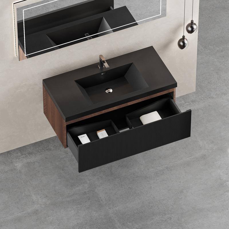 ABRUZZO Floating Vanity with Integrated Top Sink Soft-Close Wall-Mount Bathroom Cabinet