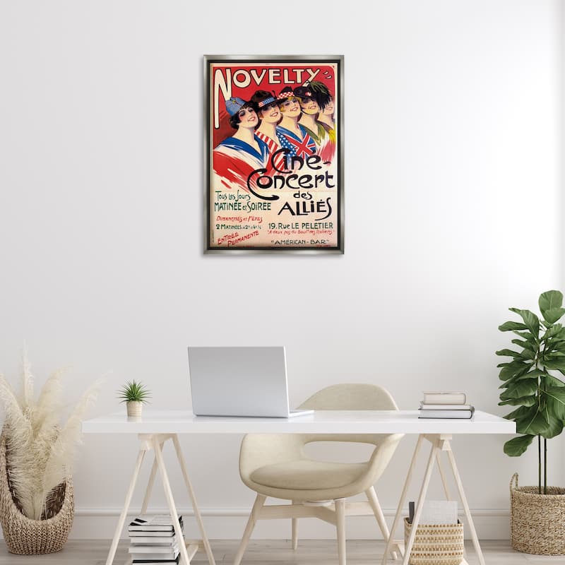 Stupell Vintage Novelty Concert Framed Floater Canvas Wall Art Design By Marcus Jules