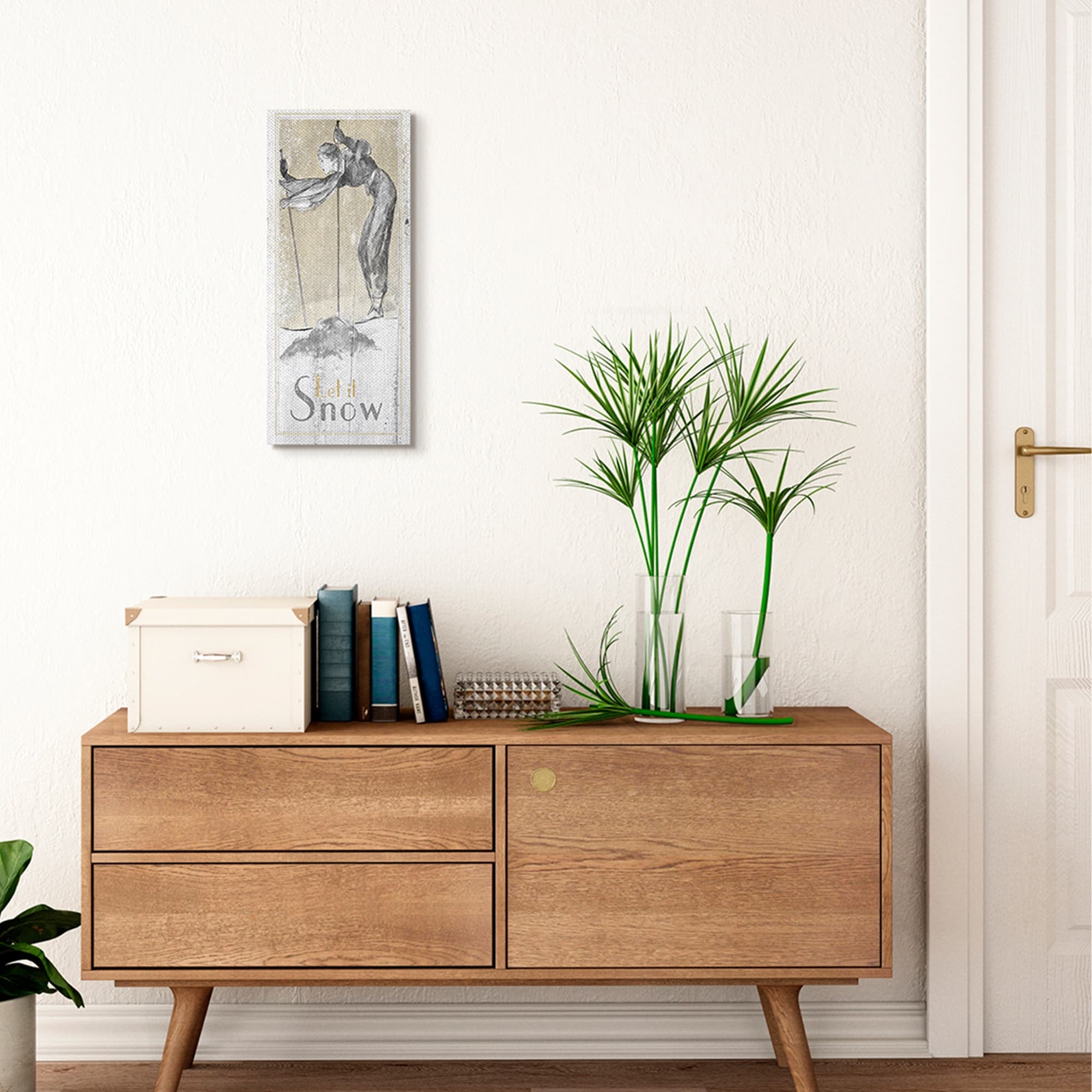 Stupell Let It Snow Vintage Skiing Print Design Canvas Wall-image