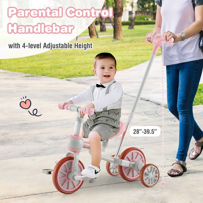 Costway 4 in 1 Kids Tricycles with Push Handle & Training Wheels Baby - See Details