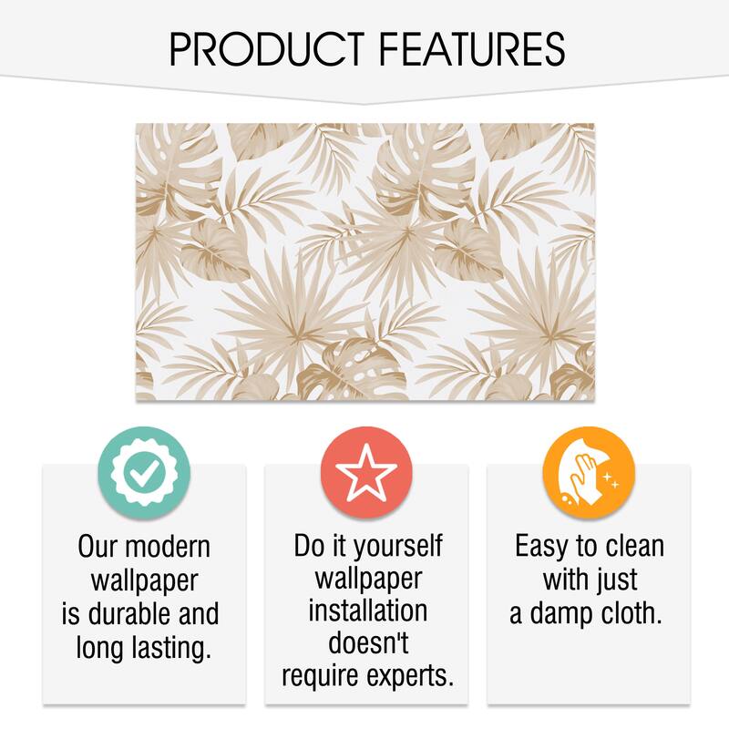 SUSSEXHOME Removable Wallpaper-Waterproof, Strippable, Light Resistance & Cleanable Wall Paper Roll-Wallpaper-Palms