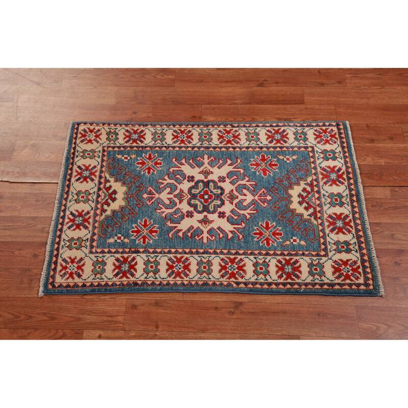 Blue Kazak Oriental Accent Foyer Rug Handmade Wool Carpet - 2'0"x 3'0"