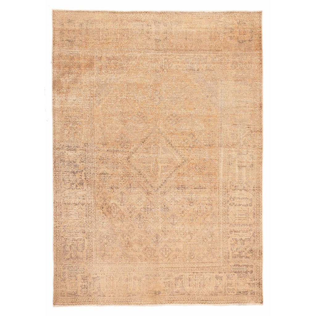 ECARPETGALLERY Hand-knotted Antalya Vintage Light Brown Wool Rug - 7'0 x 9'10