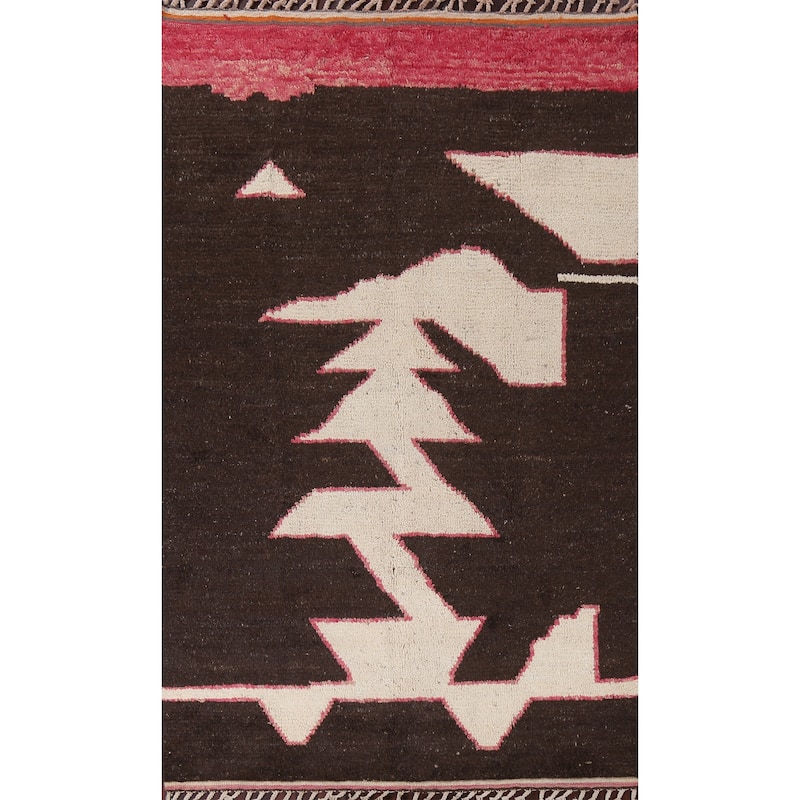 Modern Abstract Moroccan Oriental Area Rug Hand-knotted Wool Carpet - 5'11" x 9'10"