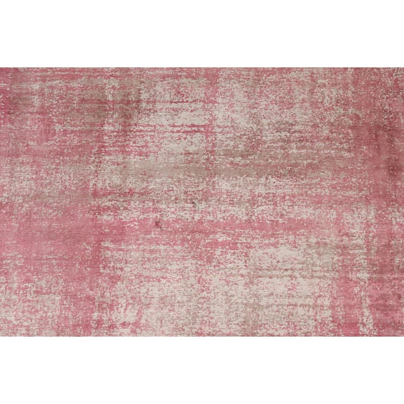 All-Over Pink Abstract Modern Area Rug Handmade Wool Carpet - 5'6" x 8'1"