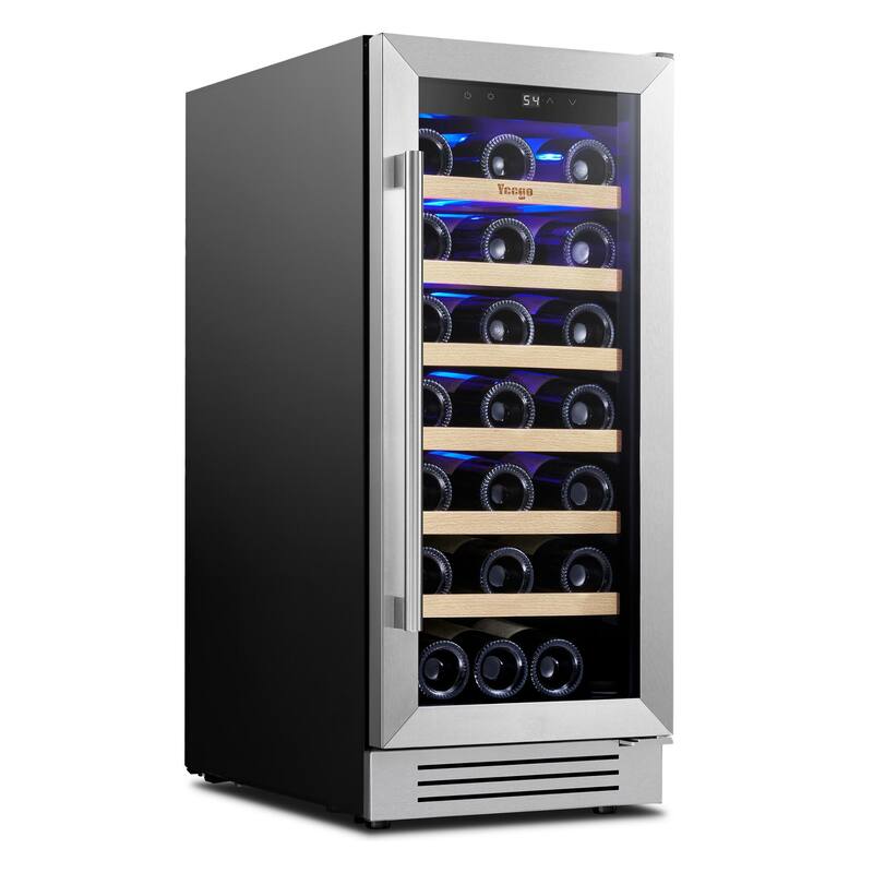 Yeego 14.8 in.33-Bottle Single Zone Wine Cooler Refrigerator Fridge with Built-In/Freestanding Design
