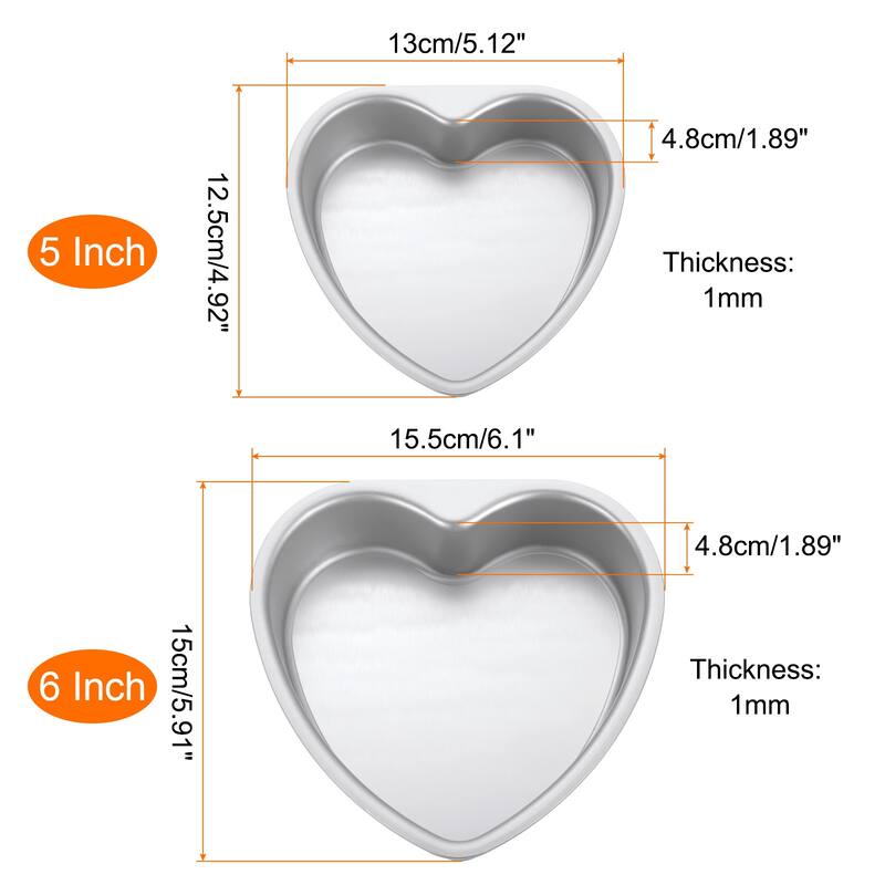 Heart Shaped Cake Pan with Removable Loose Bottom Aluminum Baking Pan - Silver