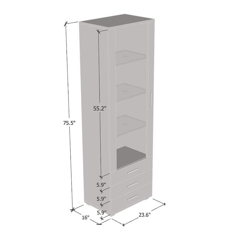 Soho S1 1D3S Modular 1-door Modern 24-inch Bookcase