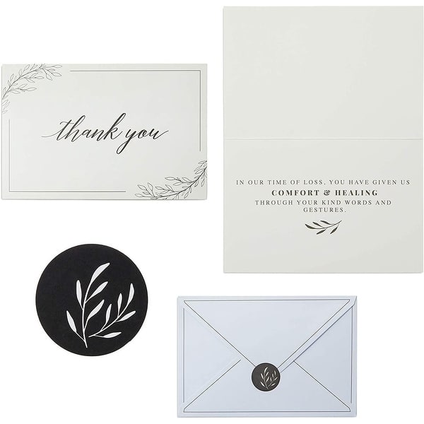 slide 2 of 9, Sympathy Thank You Cards with Envelopes and Stickers (4 x 6 In, 48 Inches)